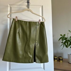 PU leather high waisted skirt with slit